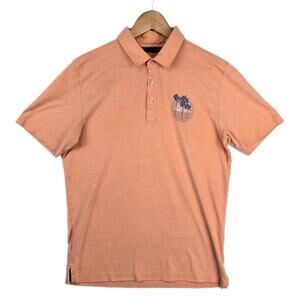 Travis Mathew Performance Golf Polo Shirt Mens M Coral Orange Peach